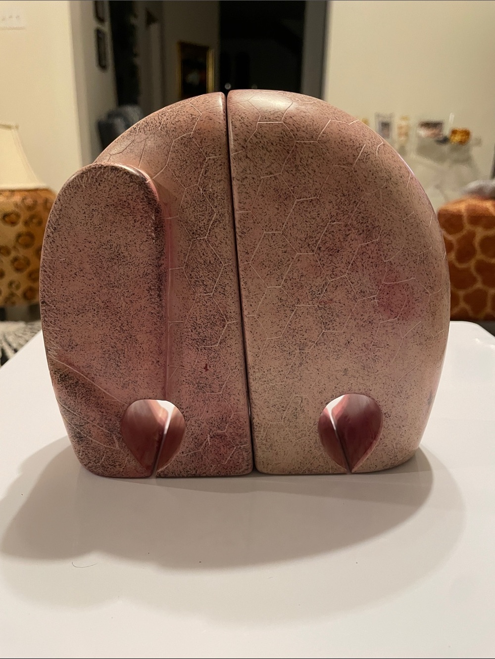 Decorative Pink Ceramic Elephant Bookends - Sculptural Home Art
